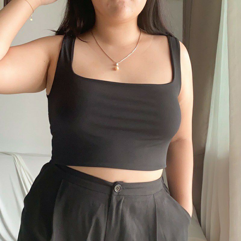 Plus Size Crop Tank Top Big Size Kamisol Pakaian  Besar Tanktop Wanita XL XXL XXXL FREYA