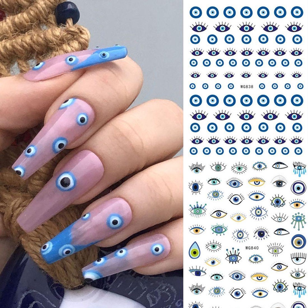 Rebuy Stiker Kuku Motif Mata Ular / Geometri 3D Untuk Dekorasi Nail Art / Manicure DIY