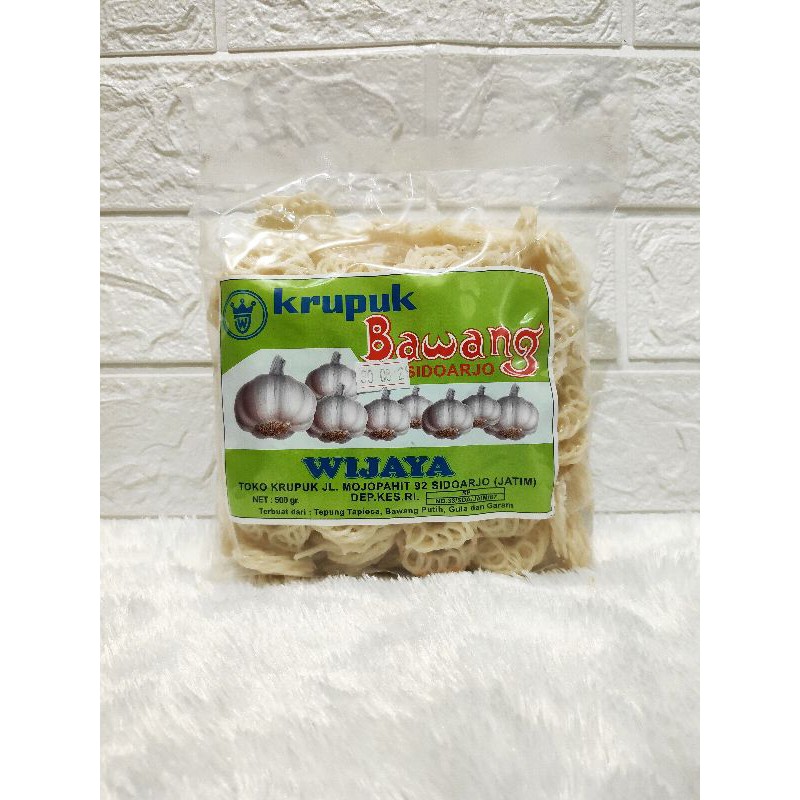 

Kerupuk / Krupuk Bawang Putih (Kecil) Wijaya Sidoarjo 500gr