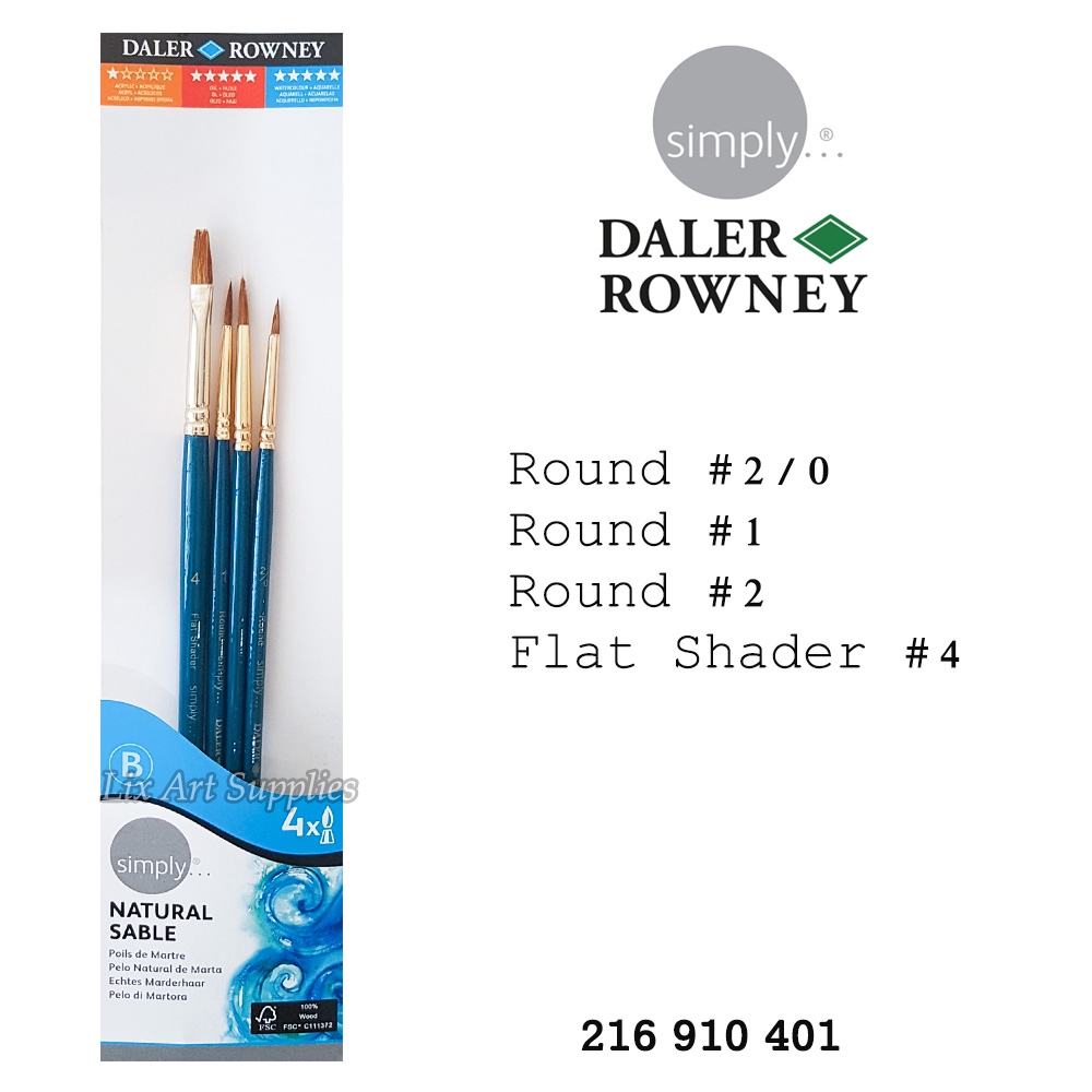 Jual Daler Rowney Simply Watercolor Painting Brush Sable Set 4 Pcs Indonesia|Shopee Indonesia