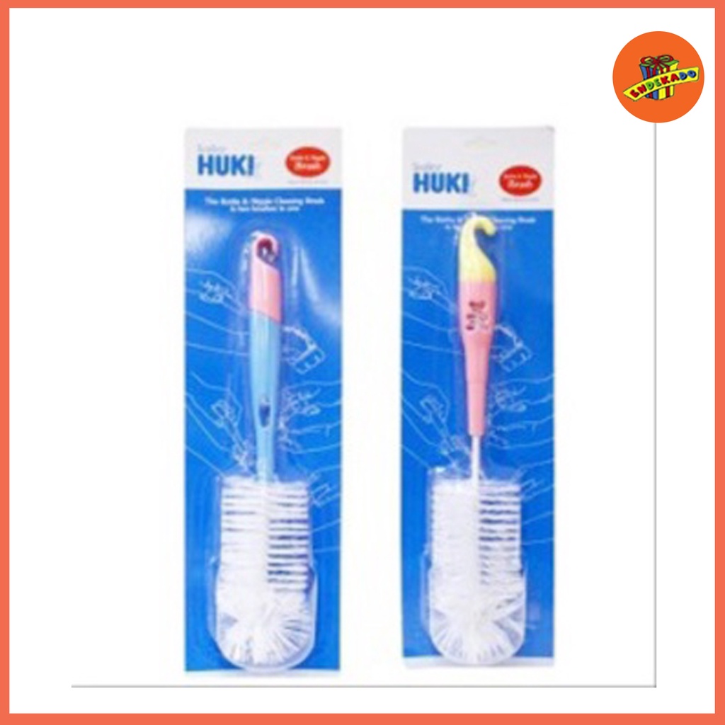 BABY HUKI BOTTLE AND NIPPLE BRUSH - Sikat Botol dan Dot Bayi