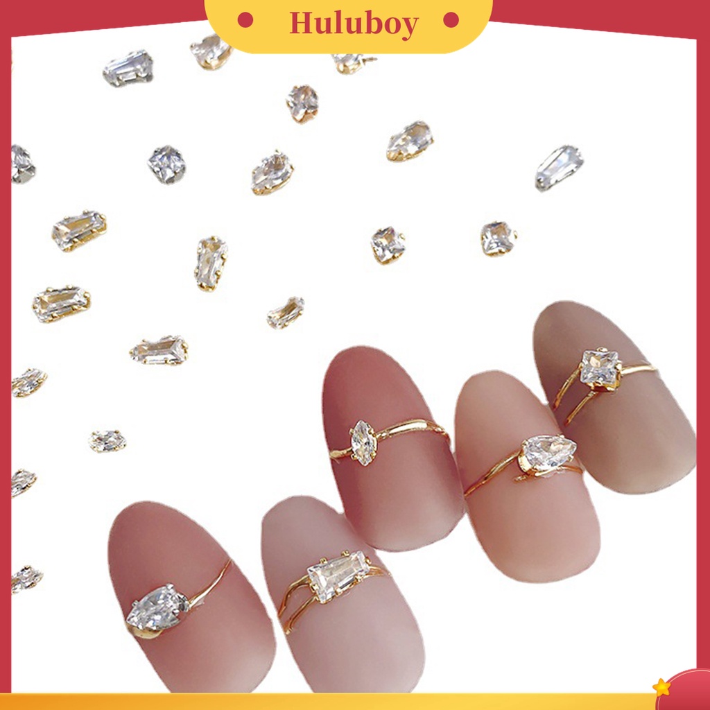 Huluboy Huluboy♡ 20 Pcs Ornamen Perhiasan Berlian Imitasi Bentuk Tetesan Air Mata Kuda Bahan Zirkon Untuk Dekorasi Nail Art