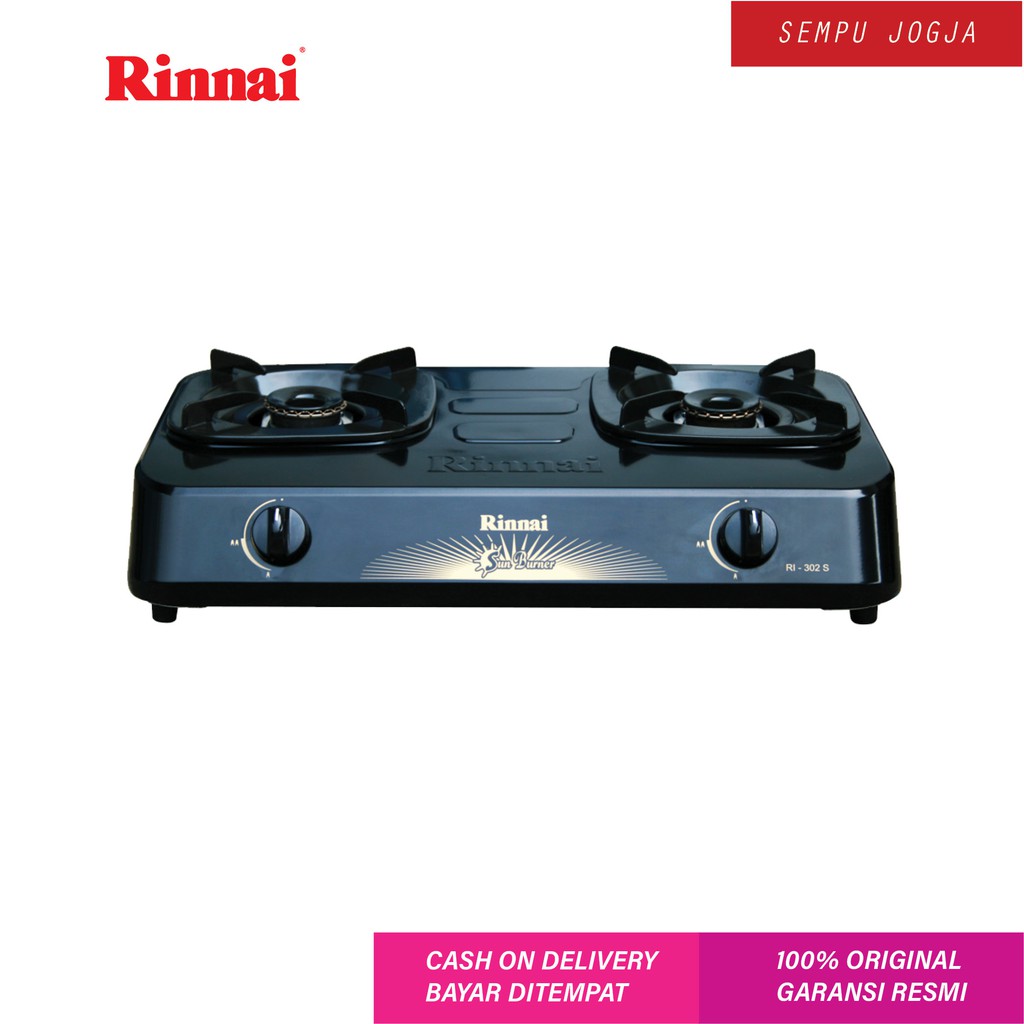 Kompor Gas Rinnai 2 Tungku Ri 302S Ri-302s 302 Sun Burner Garansi