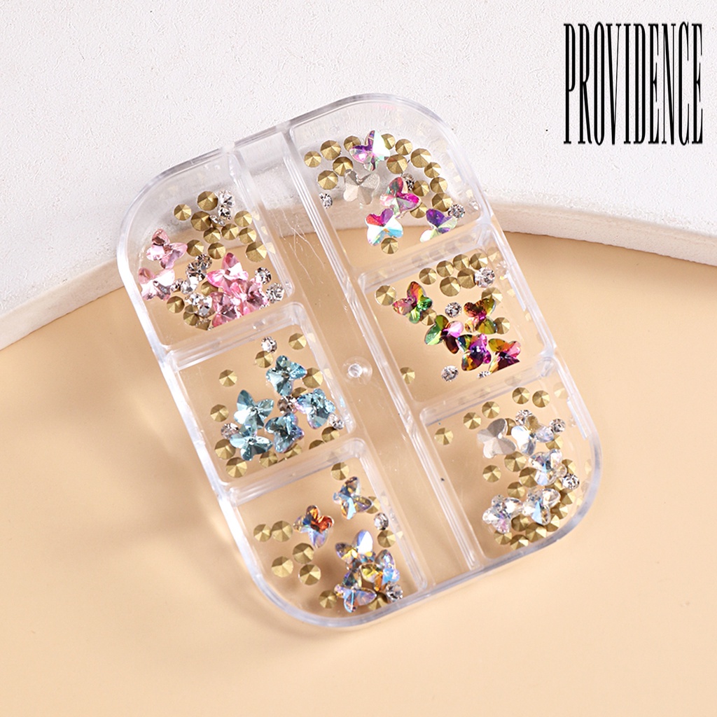 Providence Ornamen Kupu-Kupu Kaca Multi Warna Dekorasi Nail Art DIY