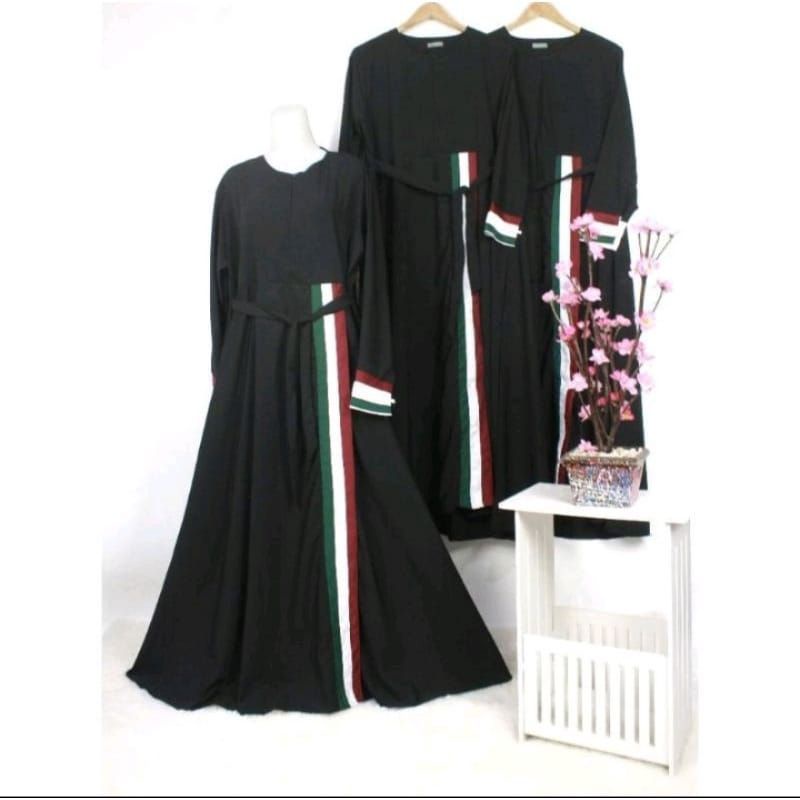 gamis Palestina/Abaya Hitam/gamis remaja/gamis hitam/ size S - XL