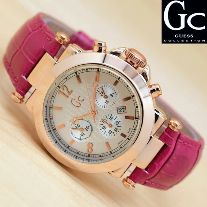 Jam Tangan Cewe Wanita Guess GC Tali Kulit Analog Chrono Anti Tahan Air Tanggal Cewe Cewek Import