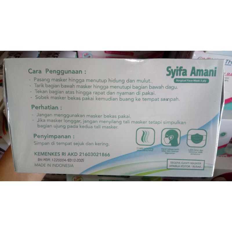 Masker Earloop Merek Syifa Amani isi 50 Pcs / Masker Medis Karet Merek Syifa Amani / Masker