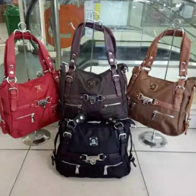 Tas Junfa wanita selempang bahan canvas ukuran besar