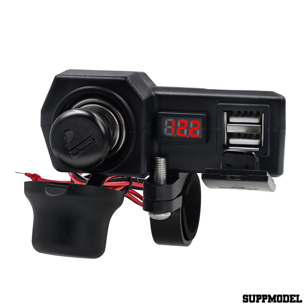 Spm Charger Dual Port Usb Dengan Voltmeter Untuk Motormobil