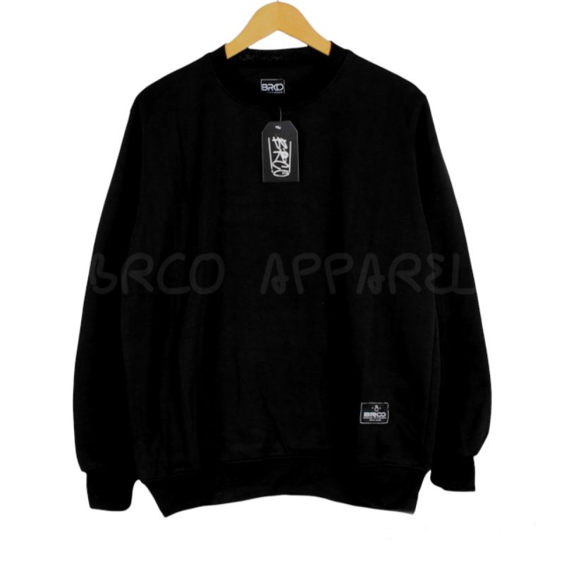 BRCO Sweater Crewneck Polos Hitam Unisek Pria Wanita