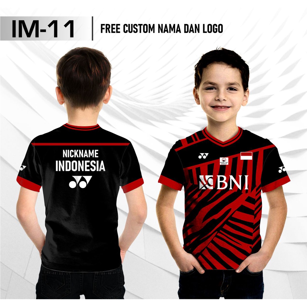 Jersey badminton yn minions indonesia master open anak baju bulu tangkis kaos bulutangkis