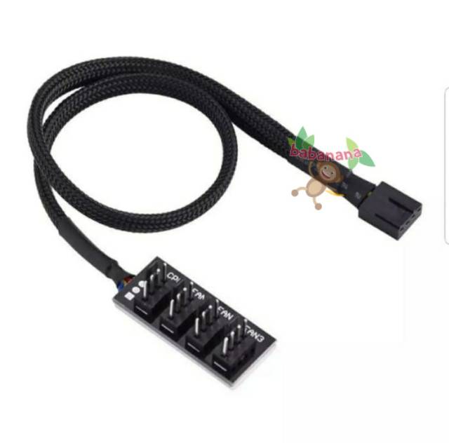 Kabel Splitter 4 pin 1 to 4 fan PWM Hub Cable Sleeved Sleeve cabang