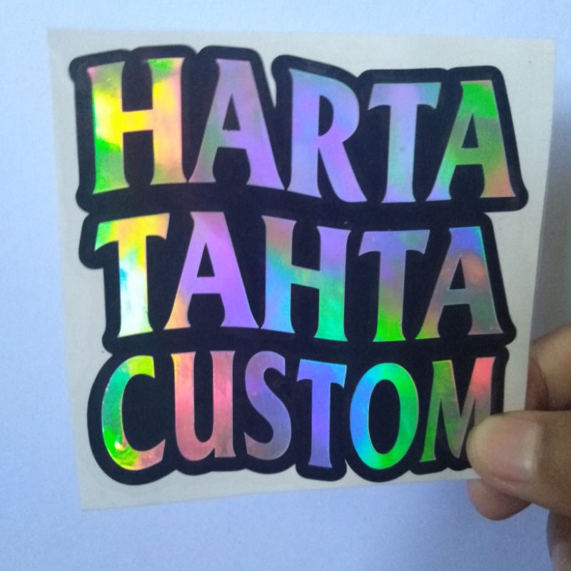 

STIKER HARTA TAHTA 2 LAYER STIKER HOLOGRAM DASAR HITAM BISA REQUEST NAMA ATAU KALIMAT