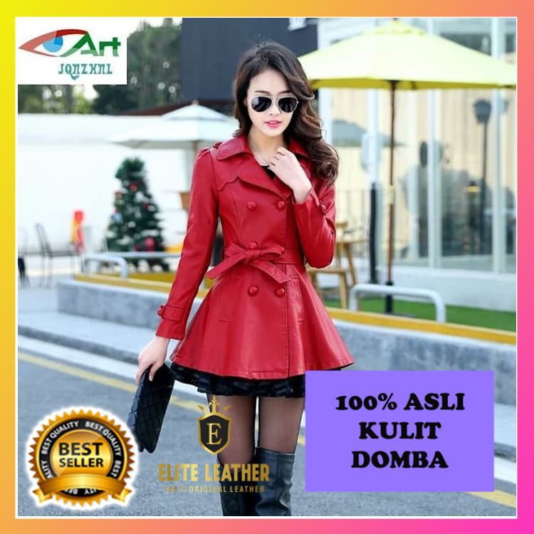 [PROMO]JAKET KULIT CEWEK WARNA MERAH ASLI KULIT DOMBA GARUT STYLE KECE EL249