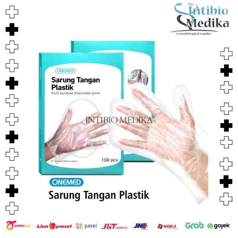 Sarung Tangan Plastik Onemed Sarung Tangan Medis ONEMED Steril Plastik One Med Glove isi 100PCS