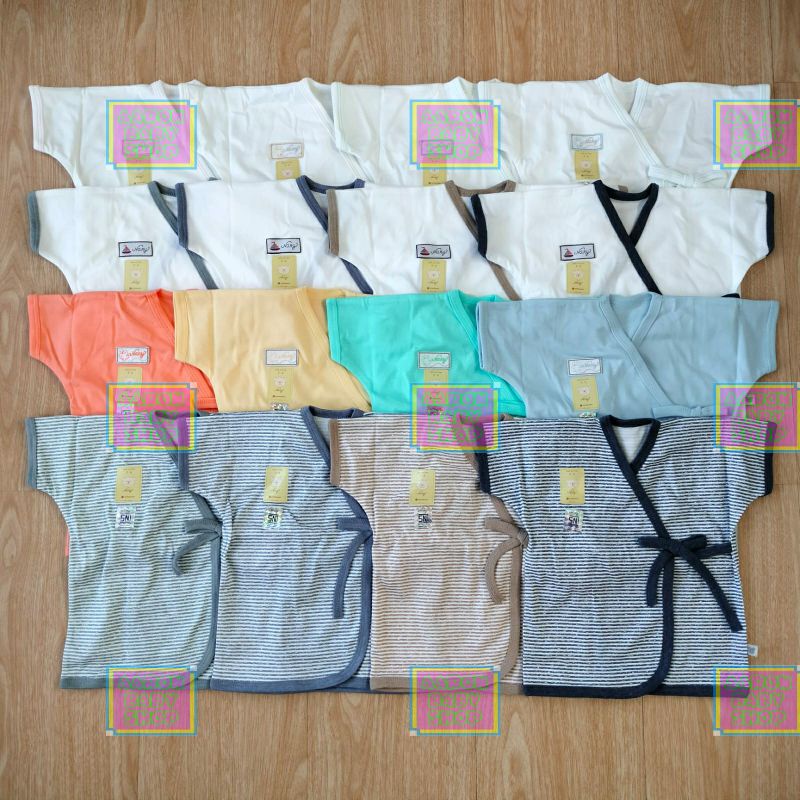 Baju Bayi Kimono Pendek NARY Size 0-3 / 3-6 bulan Warna / Putih Katun Premium Newborn SNI (KPDK)