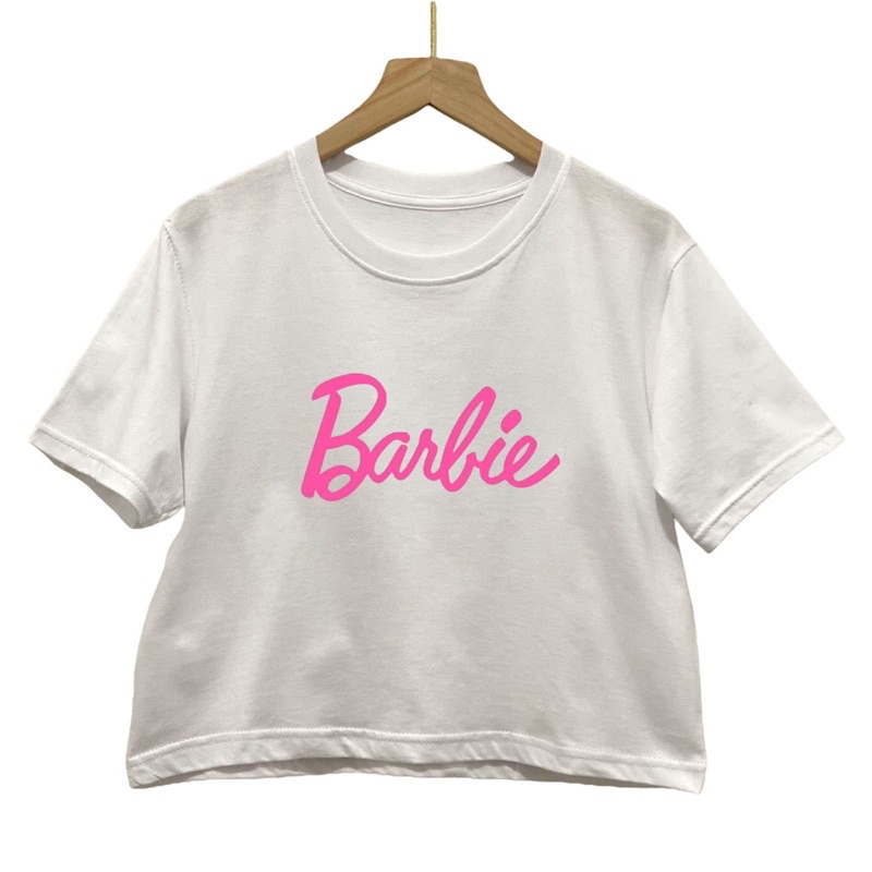 Kaos Crop top combed 30s motif Barbie