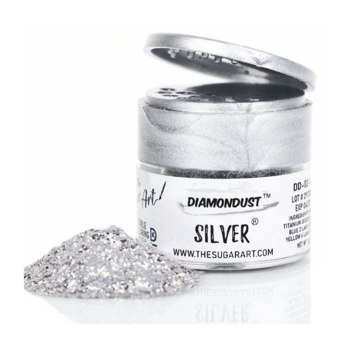 

Silver Diamondust The Sugar Art Edible Glitter 3 Gram