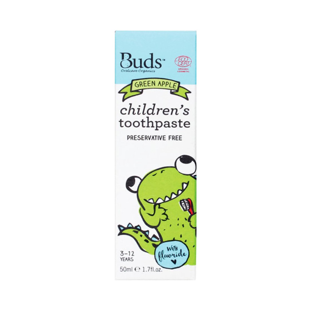 [PROMO] Buds Organics Children's Toothpaste With Fluoride Green Apple Pasta Gigi Anak 3-12 Tahun 50ml