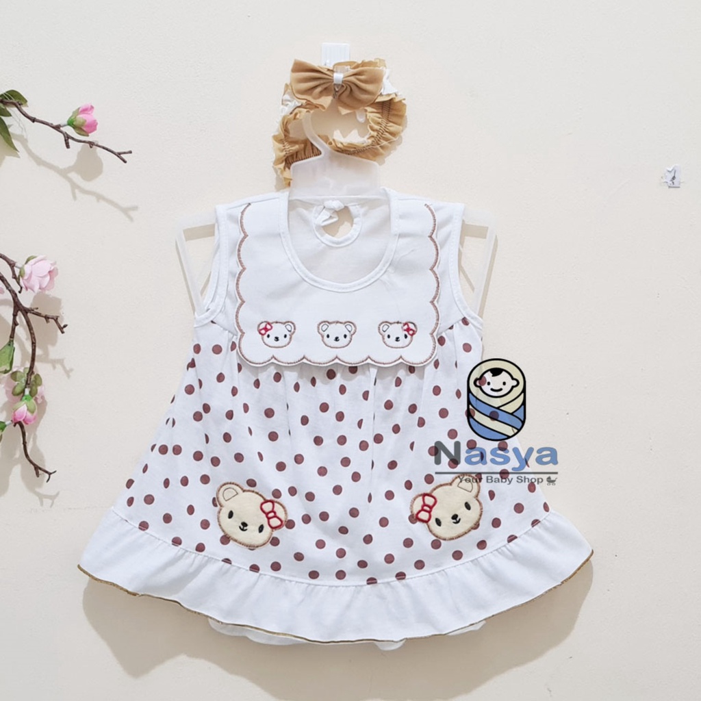 [P-034] Baju Bayi / Dress Bayi Perempuan 0-6 bulan Motif Kombinasi (Bonus Bandana)