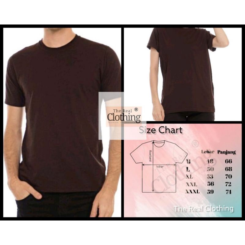 Kaos Polos Lengan Pendek Premium Soft 24S Warna Coklat Kopi/ Kaos Polos Pria Wanita Premium soft cotton 24s Coklat Kopi