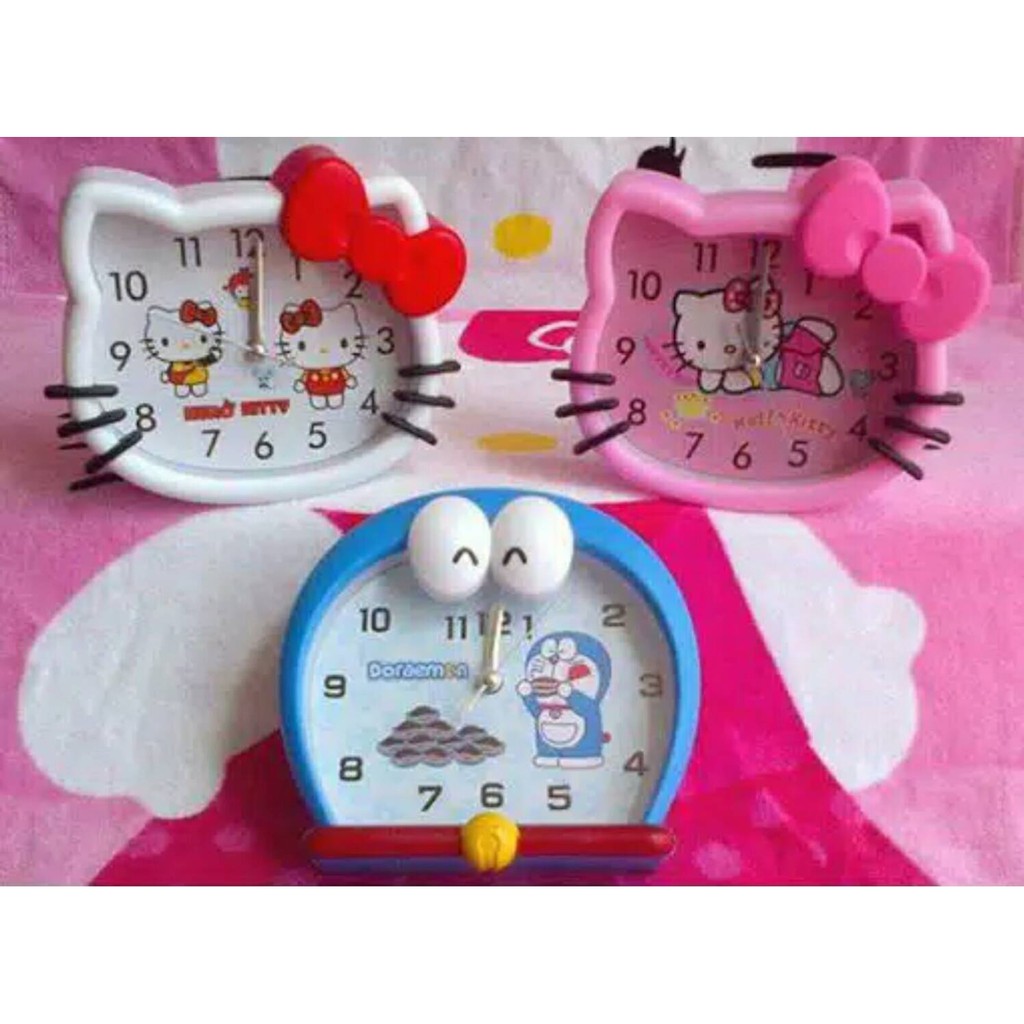 Jam Beker Weker Kartun Piggy Doraemon Hello Kitty Panda Keroppi