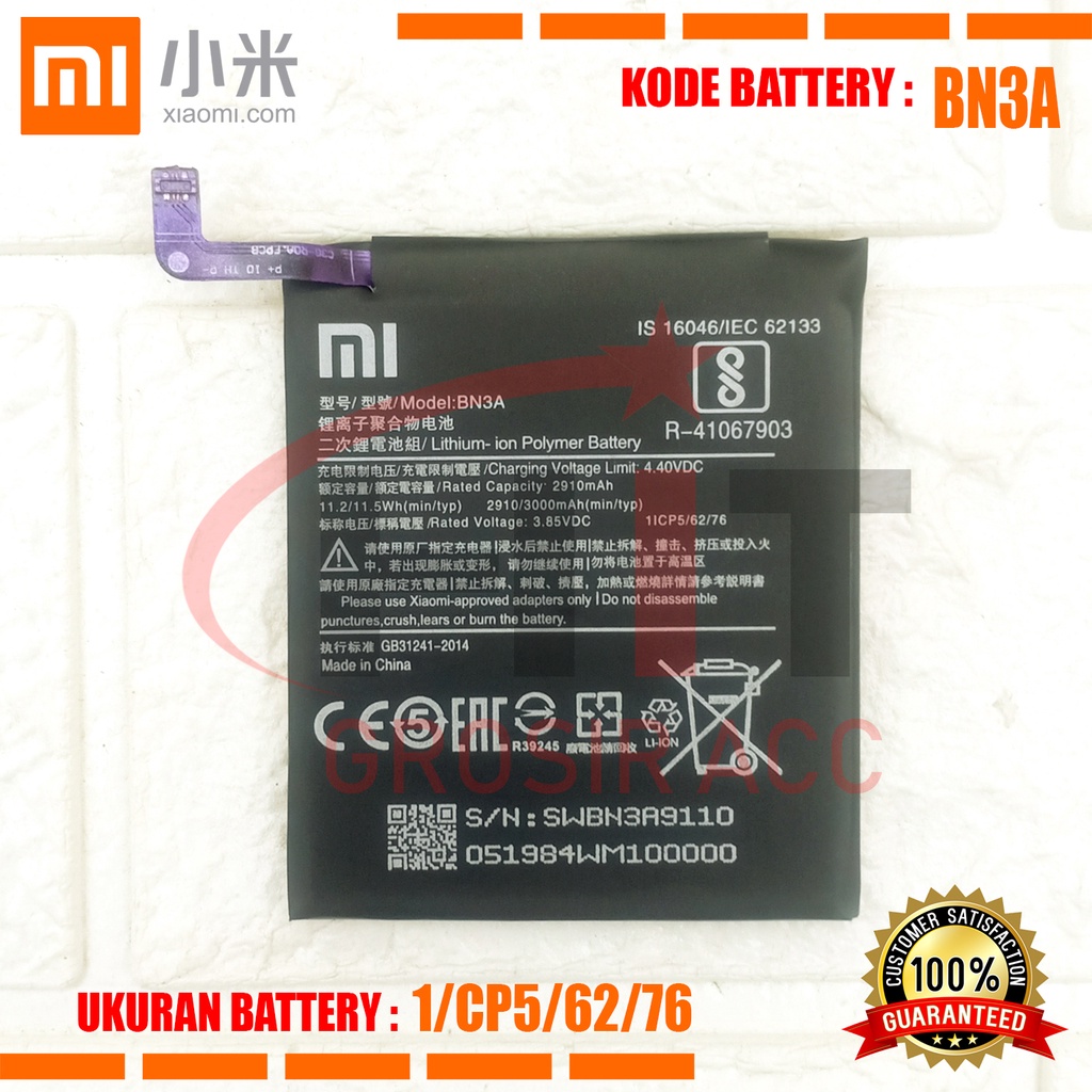 Baterai Battery Original Xiaomi Redmi GO ( 5 Inchi ) / Kode BN3A