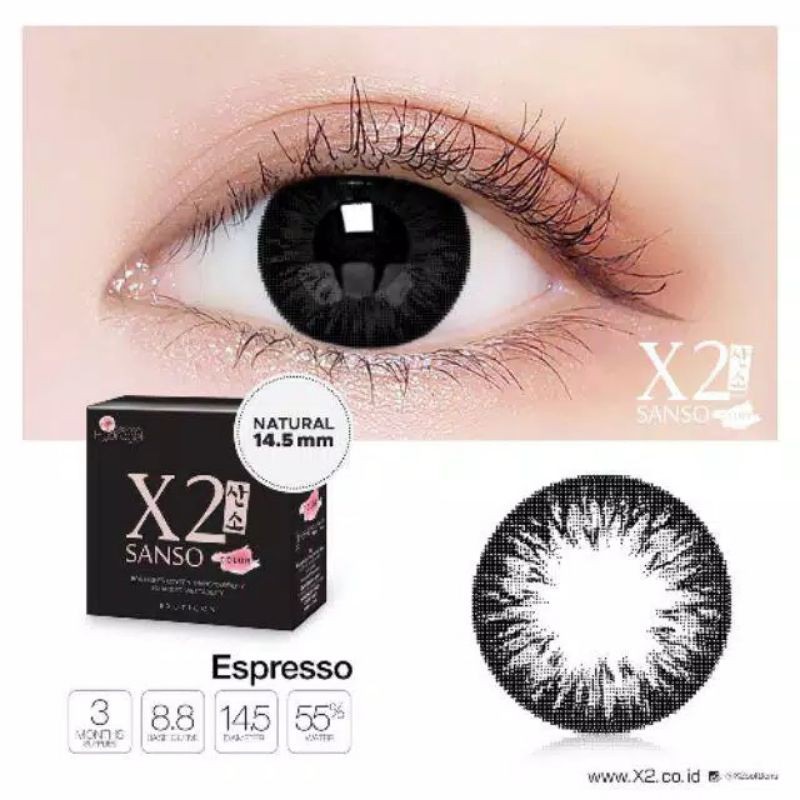 X2 SANSO BLACK MINUS (-3.25 s/d -6.00) BLACK EBONY MOCHA / SOFTLENS By EXOTICON