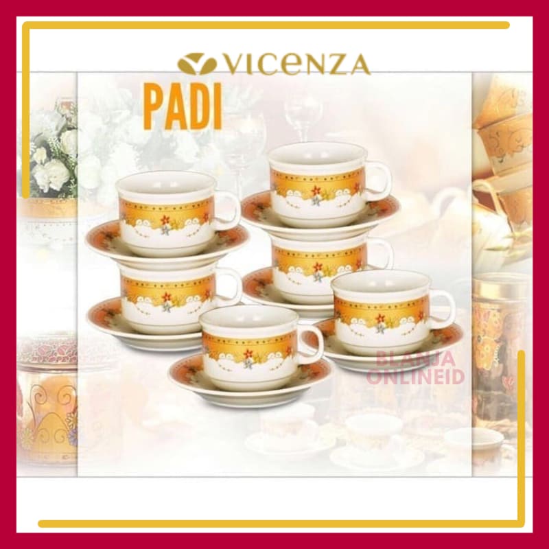 Vicenza  Cangkir Set Tea Set Keramik CS 91/CS91 Cup And Saucer Motif