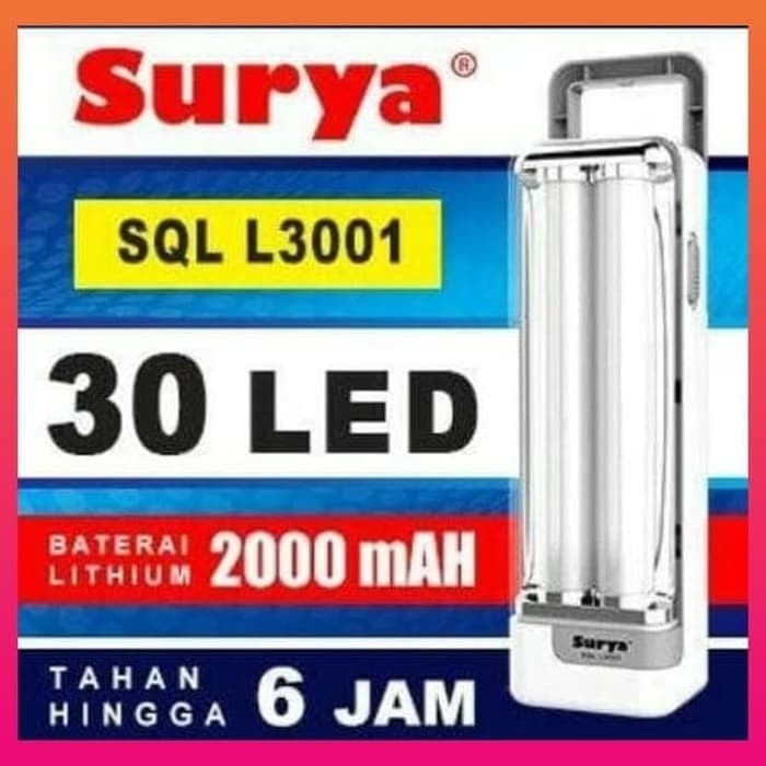 Surya LED Light Lampu Emergency 30 SMD - Rechargeable 6 Hours SQL L3001X