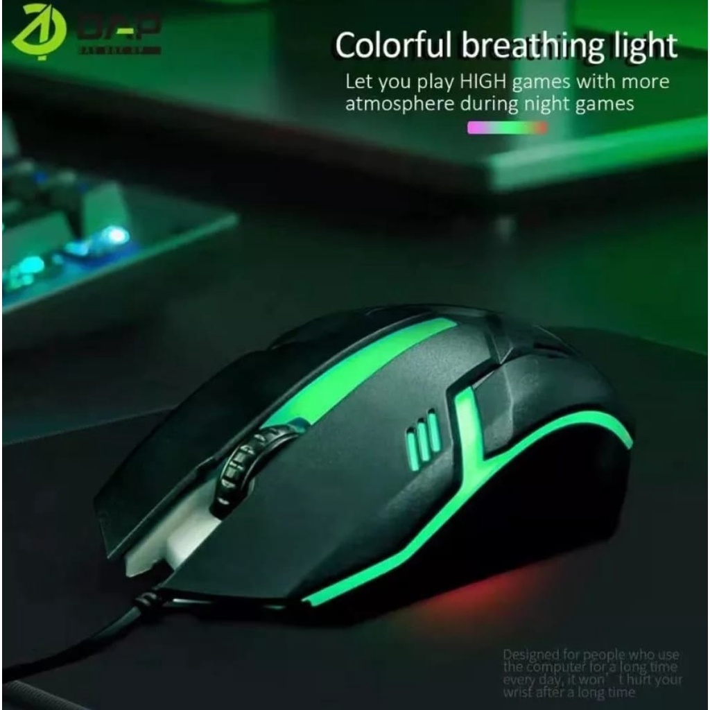 Mouse Gaming Kabel USB Wired DAP M778 ORIGINAL USB LED With Light RGB 1200DPI-Mouse Gaming-Gamers Untuk PC Komputer-Laptop-Windows,Linux,Mac Os