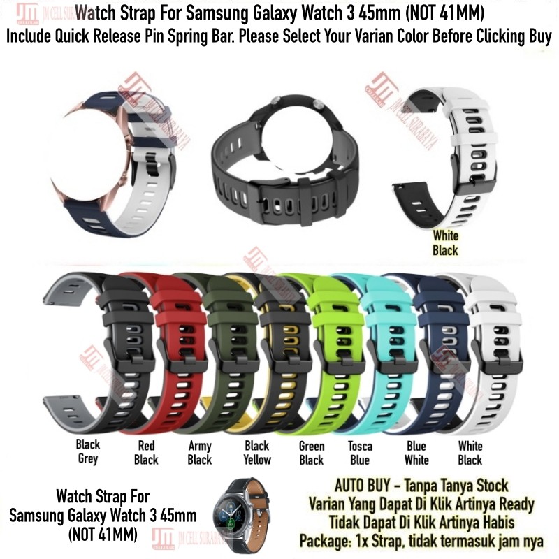 Tali Jam 22mm Watch Strap Samsung Galaxy Watch 3 45mm (NOT 41MM) - Dual Tone Rubber Silikon