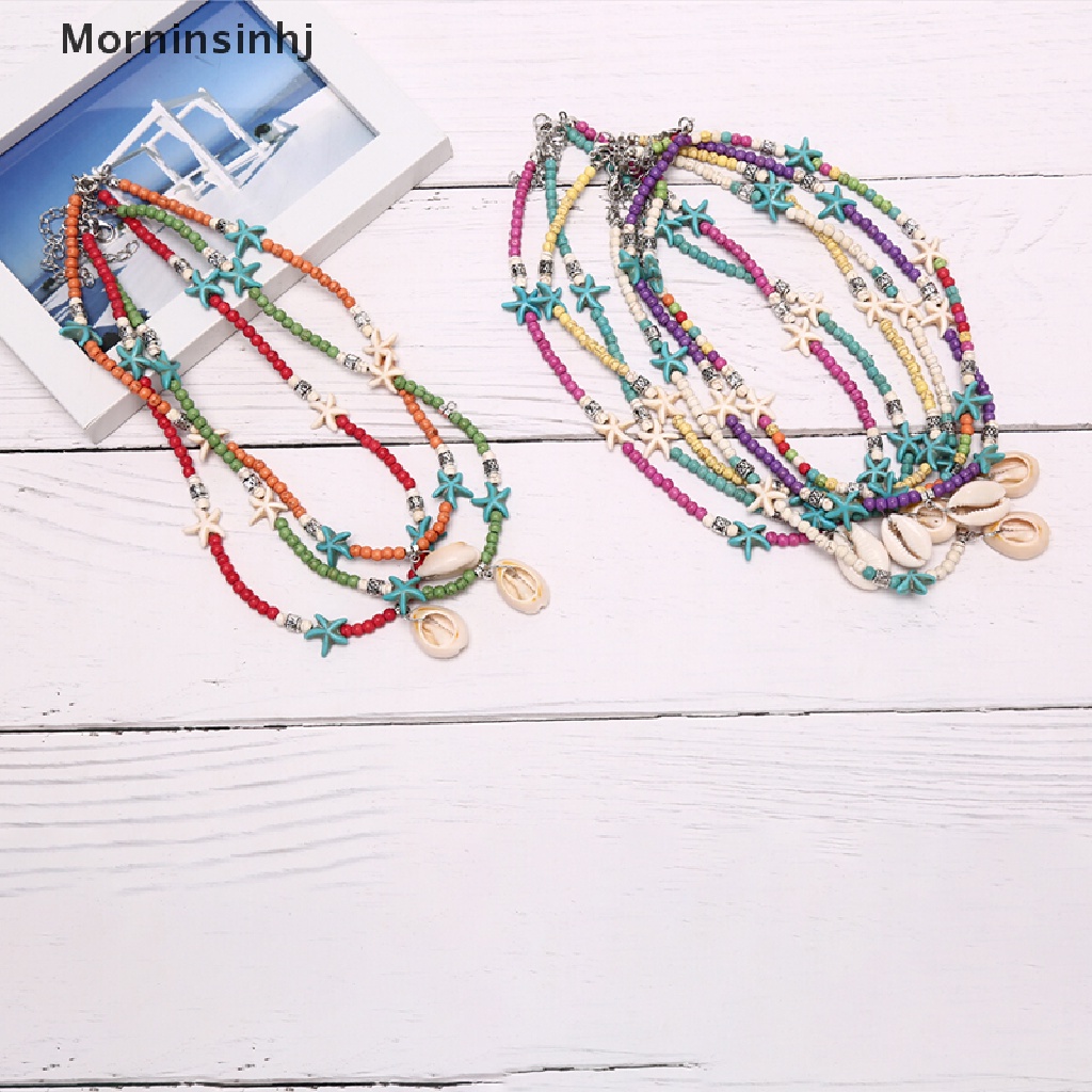 Mornin Kalung Choker Bohemia Wanita Desain Bintang Lautkerang Hias Manikmanik Turquoise