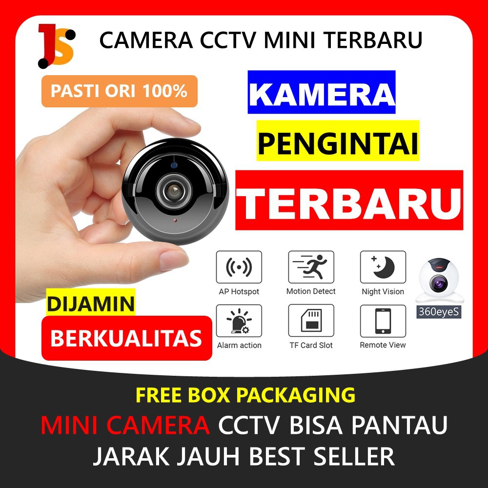 KAMERA PENGINTAI KECIL CCTV MINI WIFI TERSEMBUNYI V380 SPY CAM IP HIDDEN CAMERA OUTDOOR TERHUBUNG HP WIRELESS MICRO SD MATA2 PENGINTIP ALAT KEAMANAN SECURITY JS138