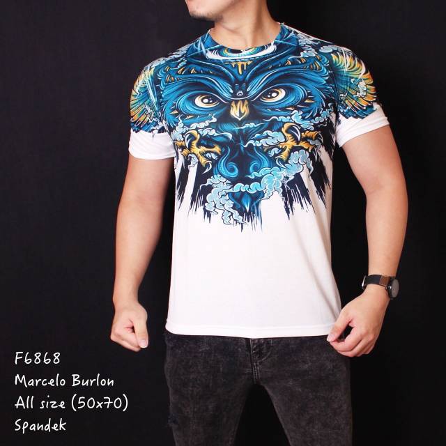 Kaos pria marcelo burlon blue owl