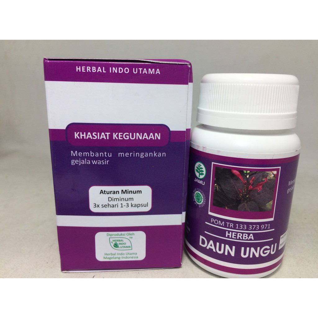 Kapsul Daun Ungu Herbal Indo Utama Obat Ambeien Wasir Lancar Bab Obat Radang Nyeri Rematik Shopee Indonesia