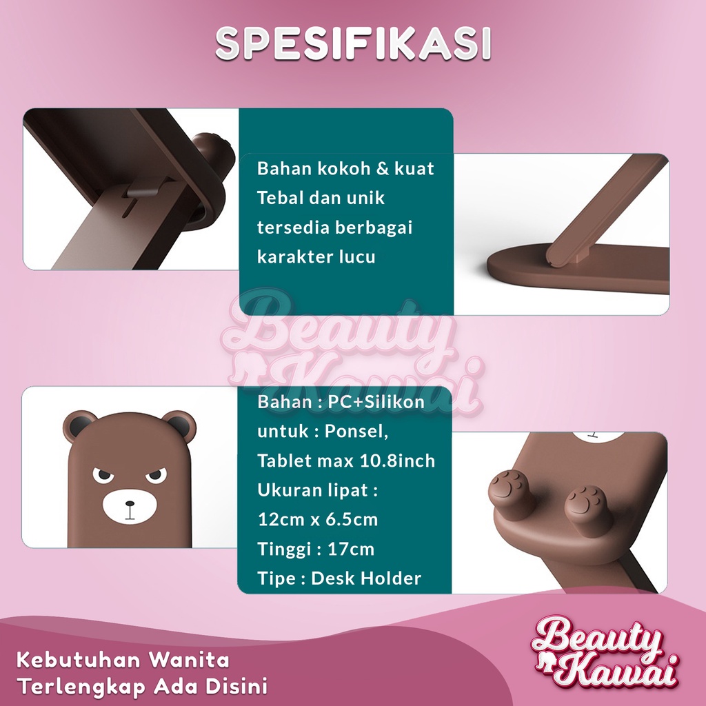 Dudukan Hp Karakter Kartun Phone Holder Stand Meja Foldable 3 Warna