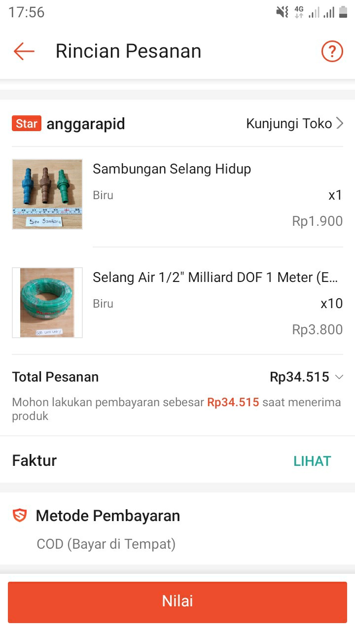 Selang Air 1/2 Milliard Dof 1 Meter (ecer) Per Meter