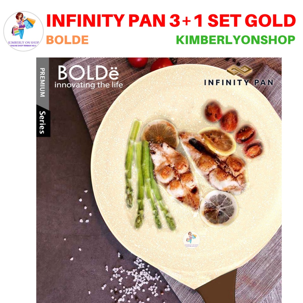 Wajan Panci Grillpan Infinity Pan 3+1 Set Gold Frypan Saucepan BOLDe