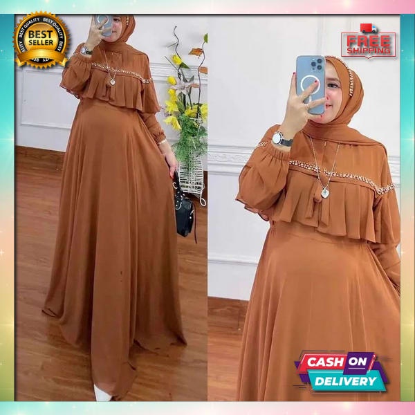 Gamis Wsnita Import Pakean Dress Kondangan Mewah Pesta Elegan Pakaian Wanita Remaja Muslim Baju Fash