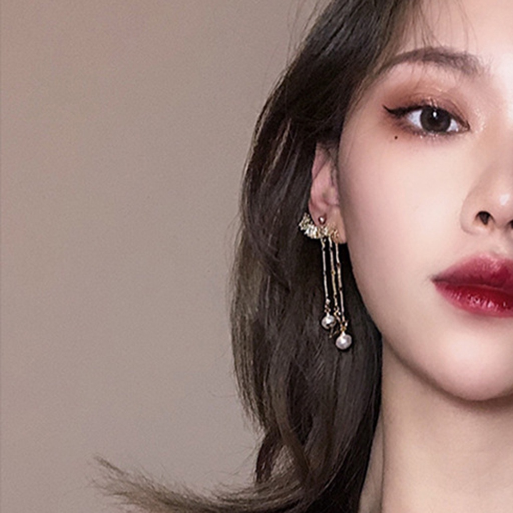 Hu Hu Hu Hu Hu Alat Bantu Pasang Kacamata♡ 1 Pasang Anting Gantung Panjang Tusuk Asimetris Aksen Bintangmutiara Imitasi Untuk Wanita