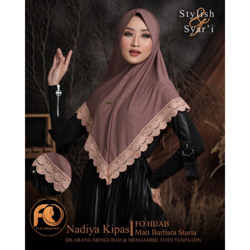 208 KHIMAR NADIYA KIPAS RENDA ORI FO HIJAB • JILBAB INSTAN PREMIUM