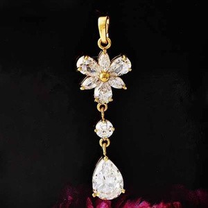 LIONTIN KALUNG EMAS CZ 9 KARAT GOLD FILLED FLOWER-DROPS