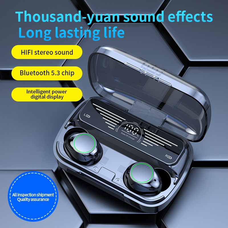 （COD) BQ10 Bluetooth Headset Earphone dengan mic Power Bank Wireless Eerbuds COD LED Display Bass Ori