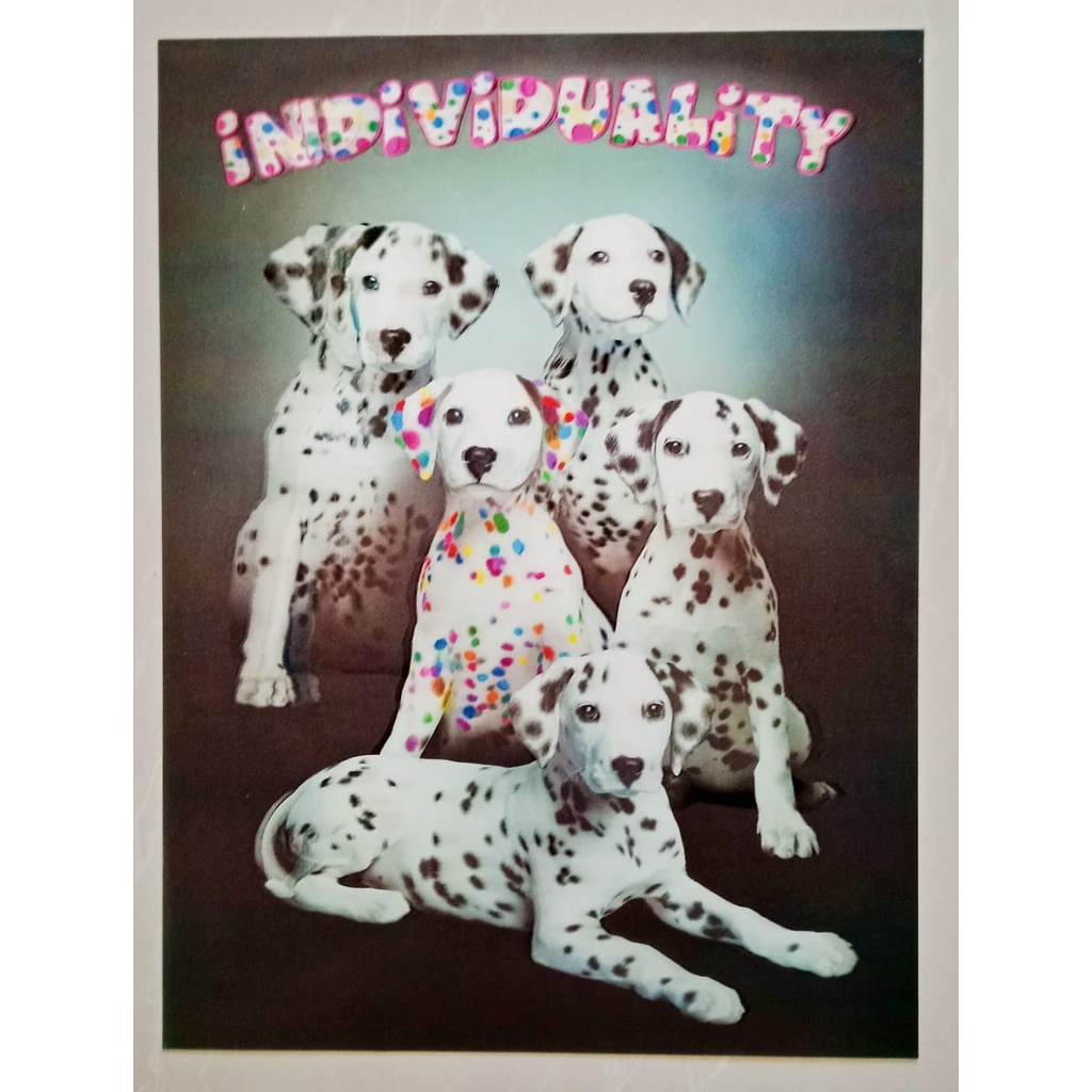 Poster Gambar 3D / 3 Dimensi Hewan Anjing dan Kucing 30x40cm