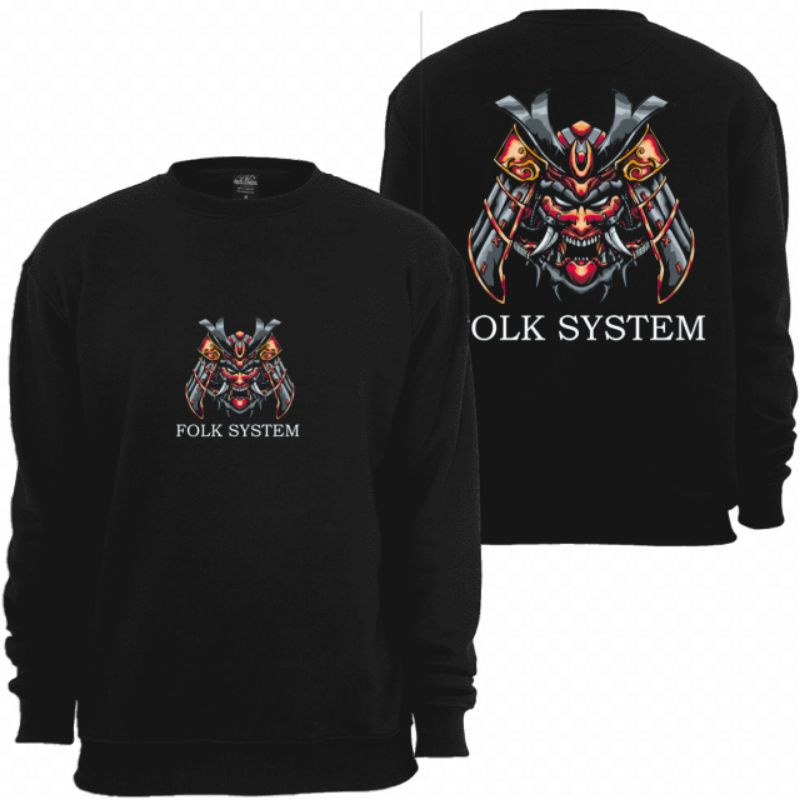 Sweater Crewneck Pria Original folksystem Motif Japan