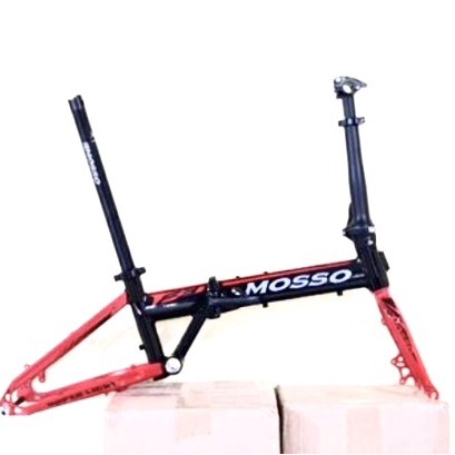 Frame Sepeda lipat MOSSO F3 discbrake 16 inch alloy bisa up grade 349 - Merah hitam