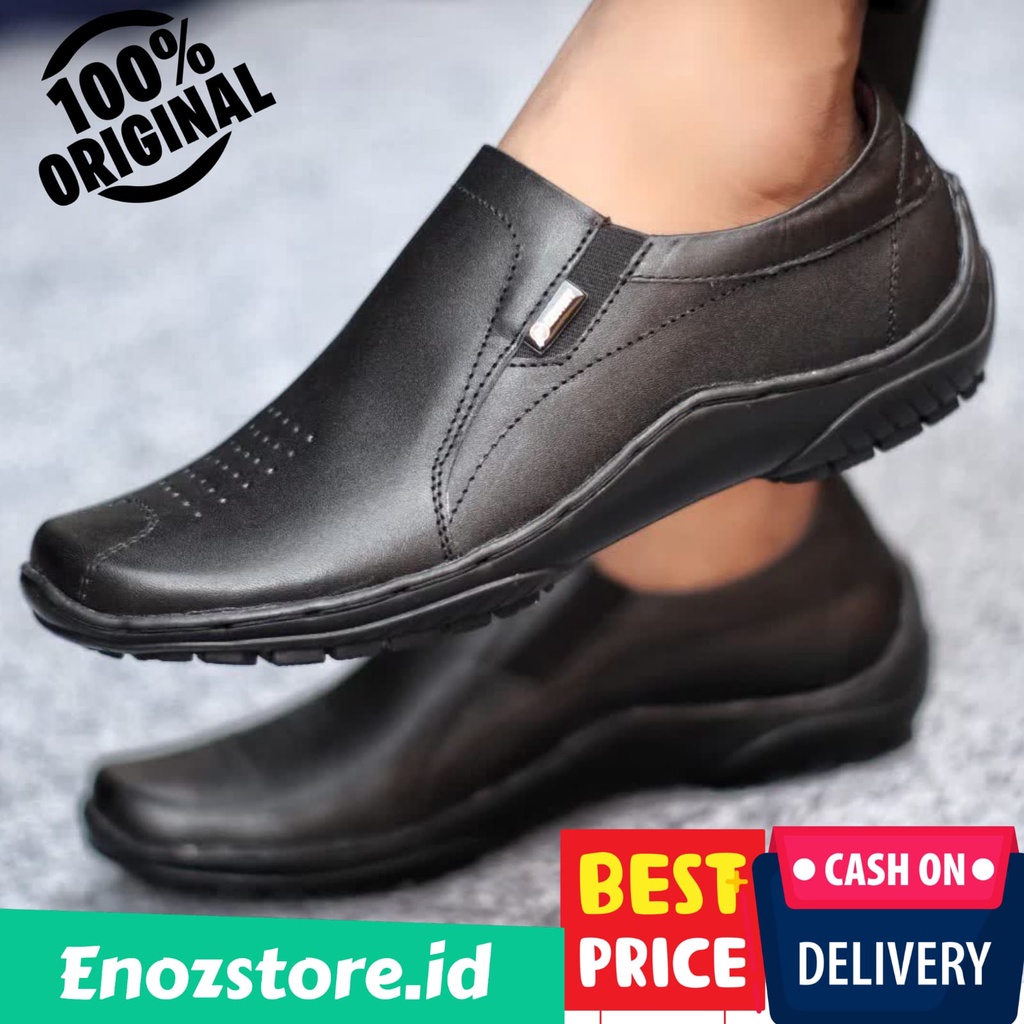 Sepatu Kasual Kulit Asli Premium Pria Original Made In Indonesia Lokal Handmade Distro Casual Sepatu Selop Semi Pantofel Leather Skin Quality Sepatu Slip On Formal Kerja Kantor Cowok Laki Keren Nyaman Ringan Murah Kekinian