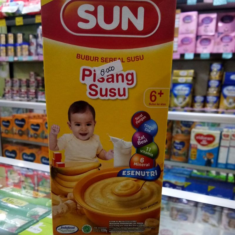 SUN BUBUR SEREAL SUSU 6+ BERAS MERAH, KACANG HIJAU, PISANG SUSU 120G