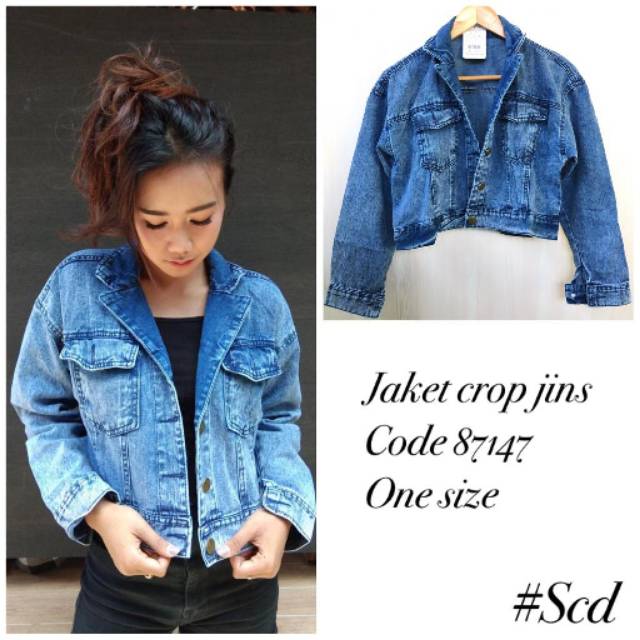 Gaya korea/jaket jeans crop/jeans wash/jaket murah /jaket cewek